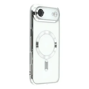 Husă iPhone 17 Air Luxe Armor, MagSafe, Silicon Transparent Argintiu, Protecție Cameră