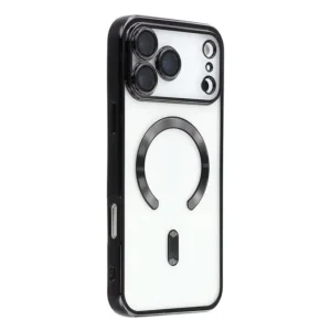 Husă iPhone 17 Pro Luxe Armor, MagSafe, Silicon Transparent Negru, Protecție Cameră