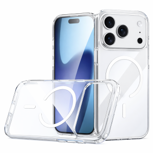 Husă Transparentă iPhone 17 Pro, Compatibilă MagSafe, Încărcare Wireless, Protecție Antisoc