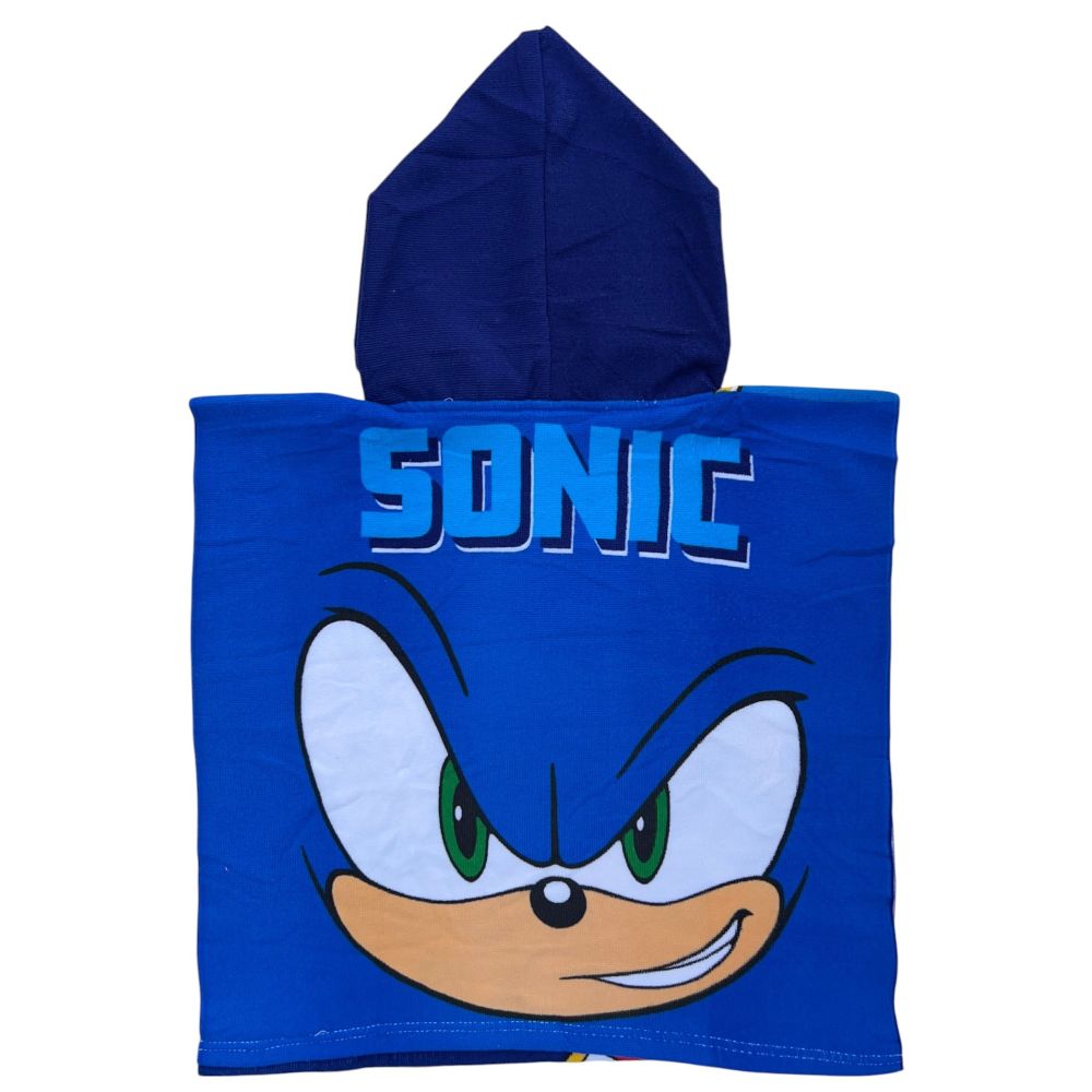 Prosop poncho copii Sonic the Hedgehog, 50x100 cm, albastru multicolor, So Fun, prosop cu glugă, moale și absorbant - imagine 4